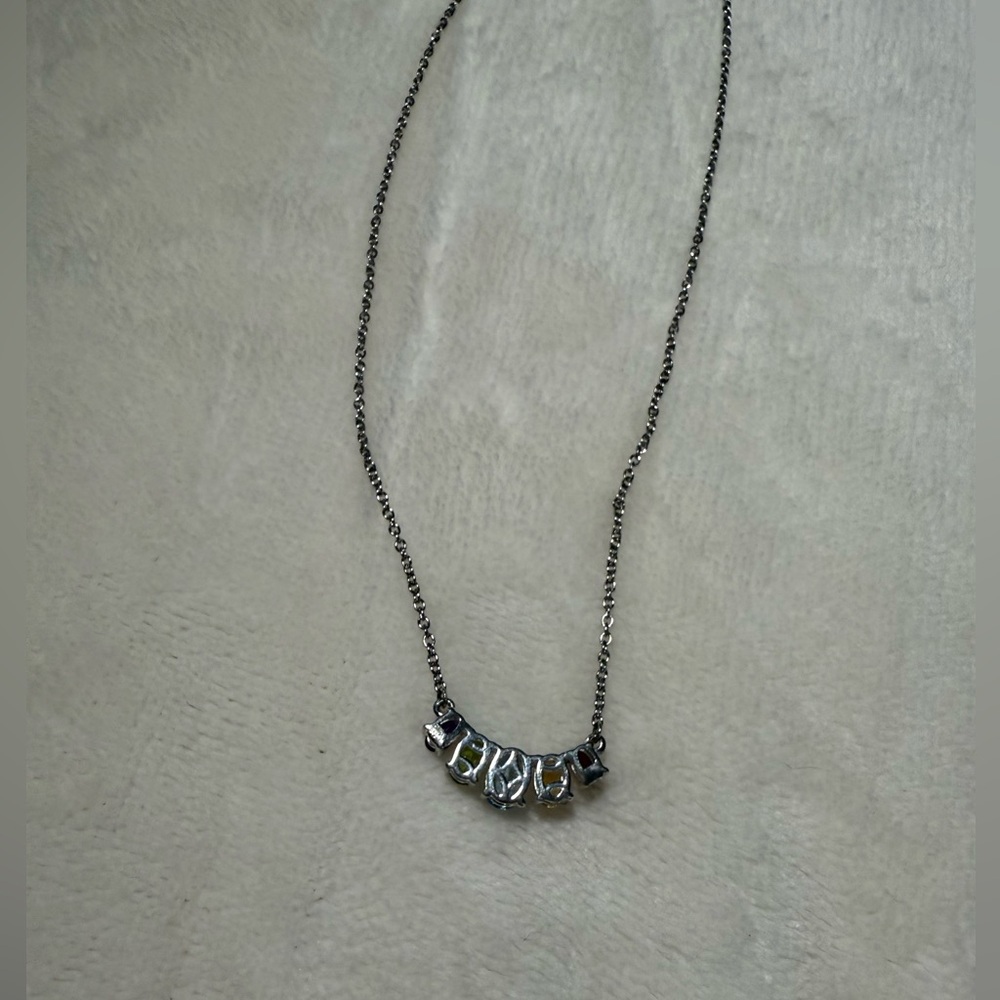 Elegant Sterling Silver Multicolor Gemstone Necklace - Picture 3 of 3